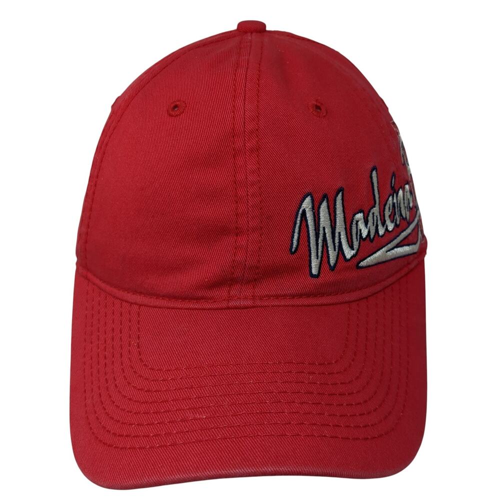 Madeira Beach Strapback Baseball Cap Red One Size Embroidered 6 Panel Surf Style